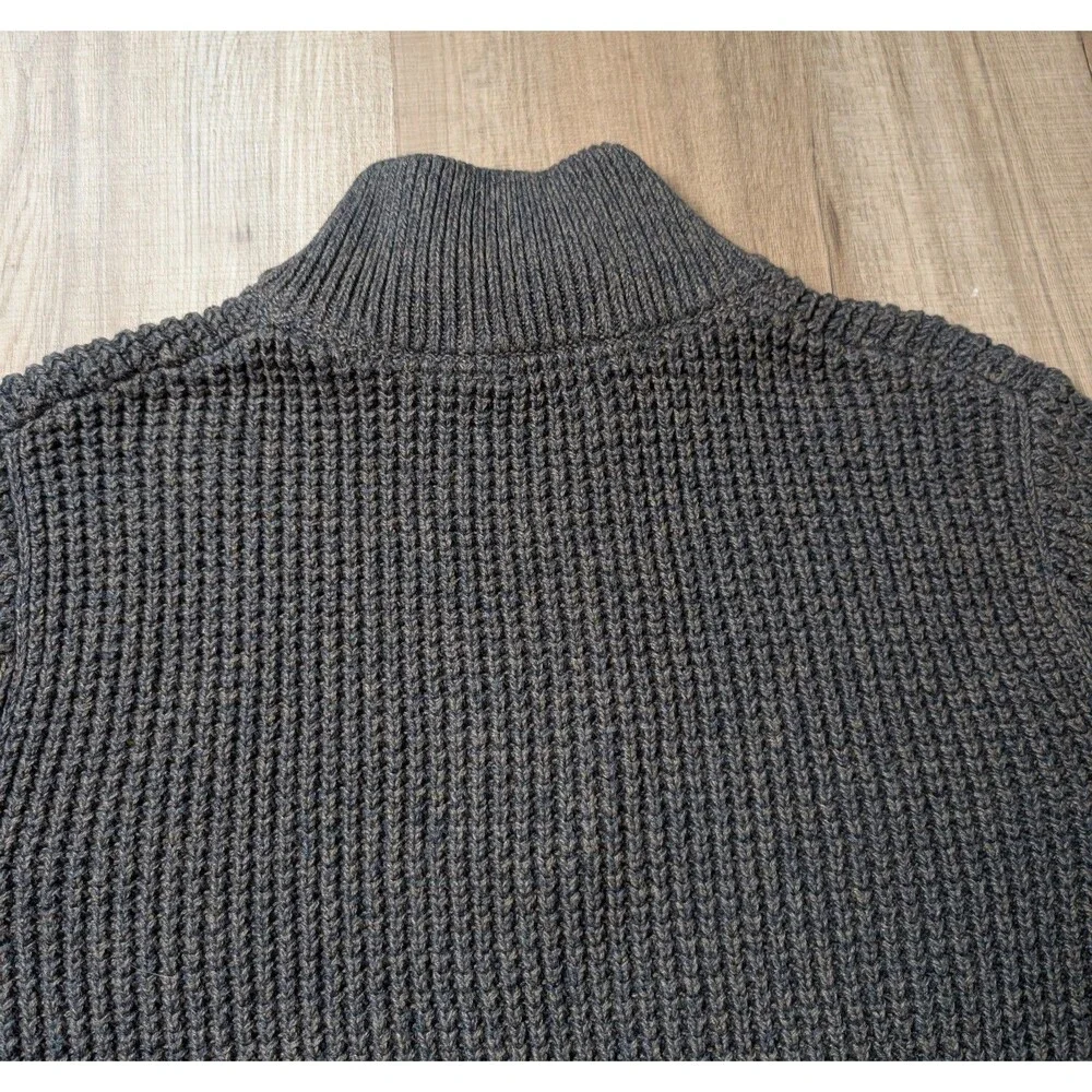 NWOT LL Bean Size S Organic Cotton Waffle Sweater Quarter Zip Gray Marl Gorpcore
